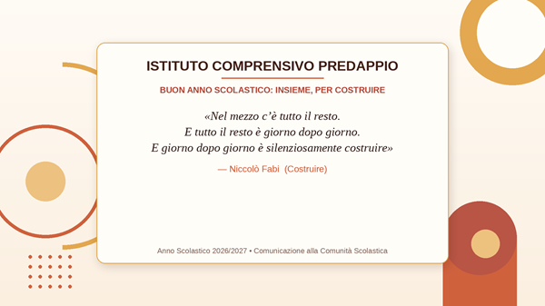 Buon Anno Scolastico: insieme, per costruire